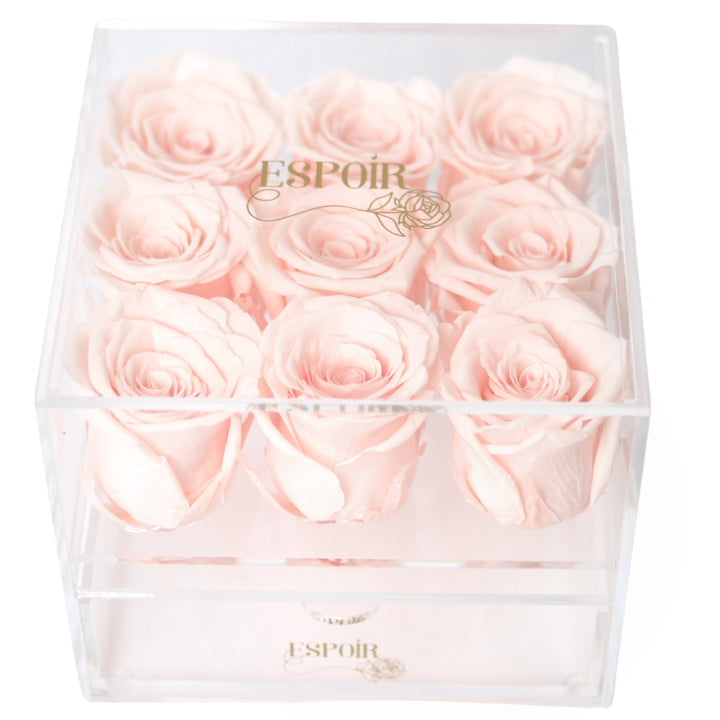 Rose Radiance - 9 acrylic jewelry bloom box