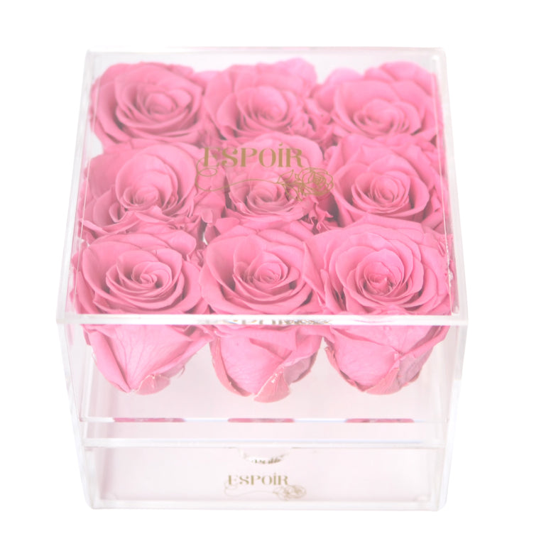 Rose Radiance - 9 acrylic jewelry bloom box