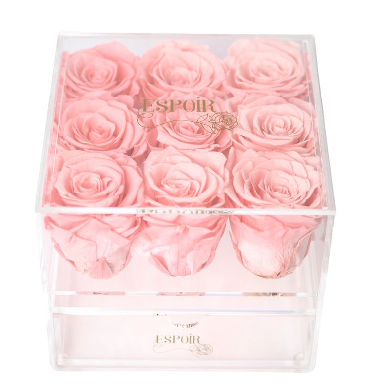 Rose Radiance - 9 acrylic jewelry bloom box