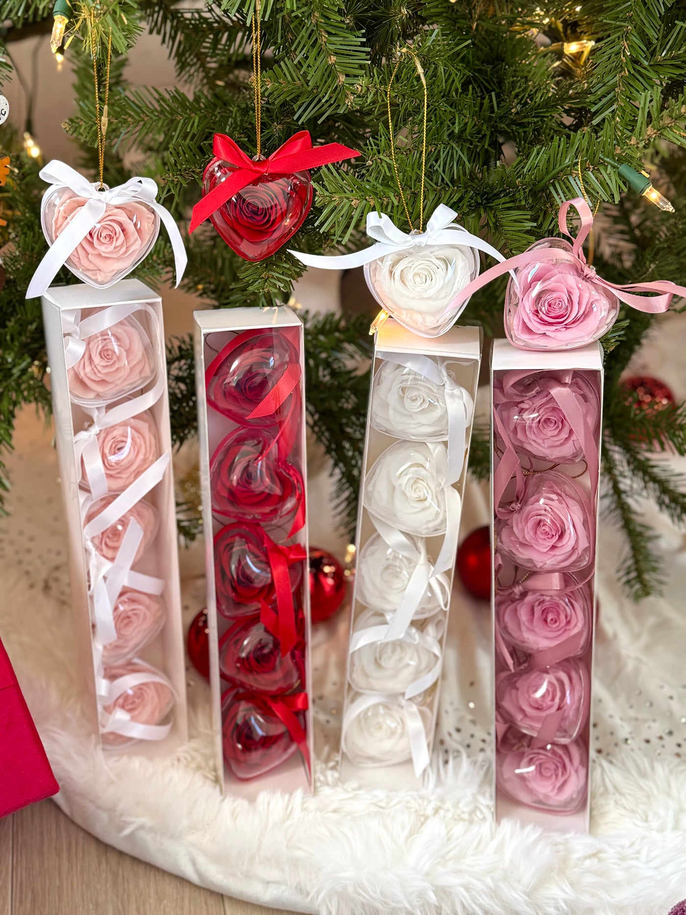 Heart-Shaped Preserved Rose Holiday Ornament