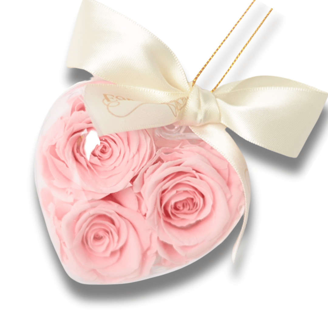 Heart-Shaped Preserved Rose Holiday Ornament