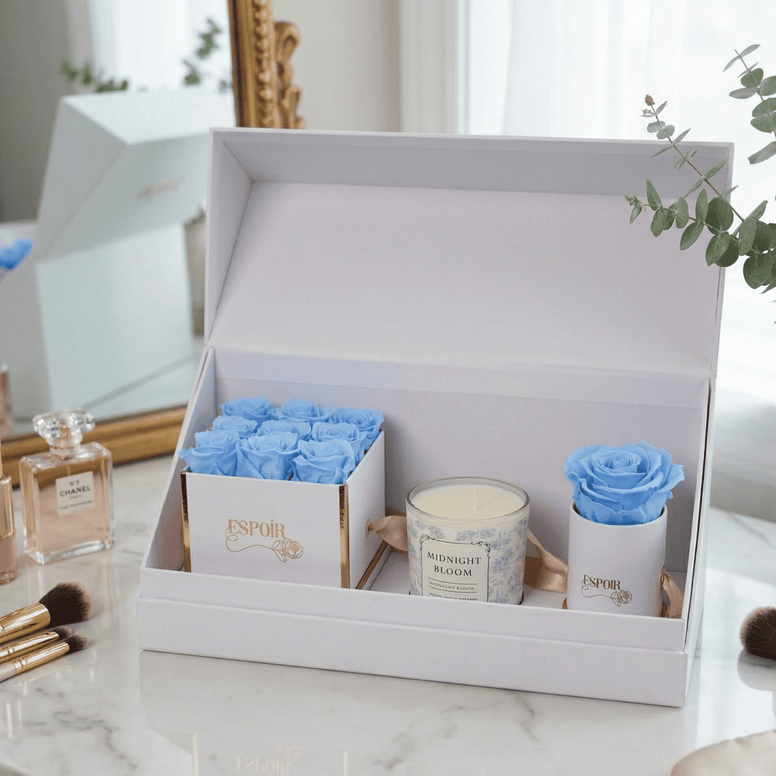 Preserved Rose & Candle Luxury Gift Set - Infinity Rose Bundle