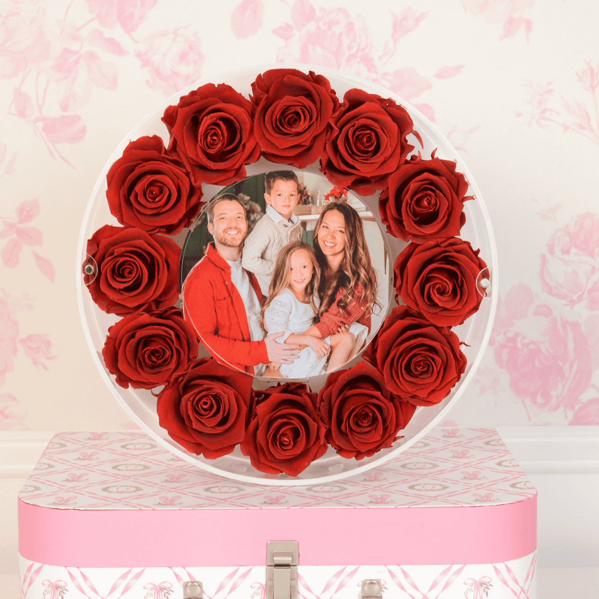 Large 10 inch picture frame with roses and custom photo
